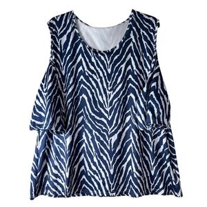 NWOT Women's 5XL Navy Zebra Print Cold Shoulder Top Resort Boat Travel Relax Fit